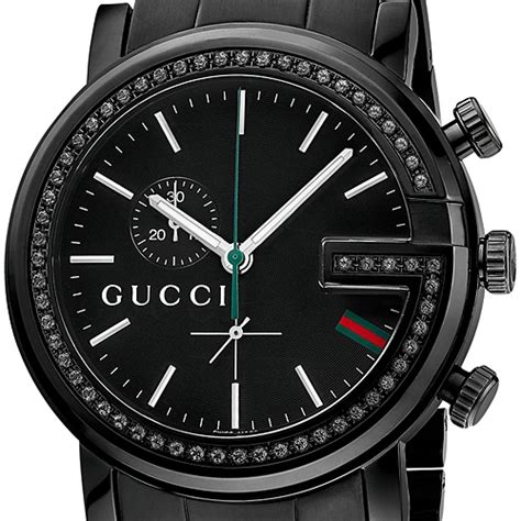 gucci watch with g face with diamonds black|More.